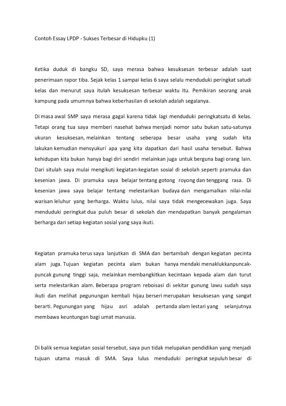 10 Contoh Essay Beasiswa LPDP, BSI, Unggulan, dan Luar Negeri Lainnya