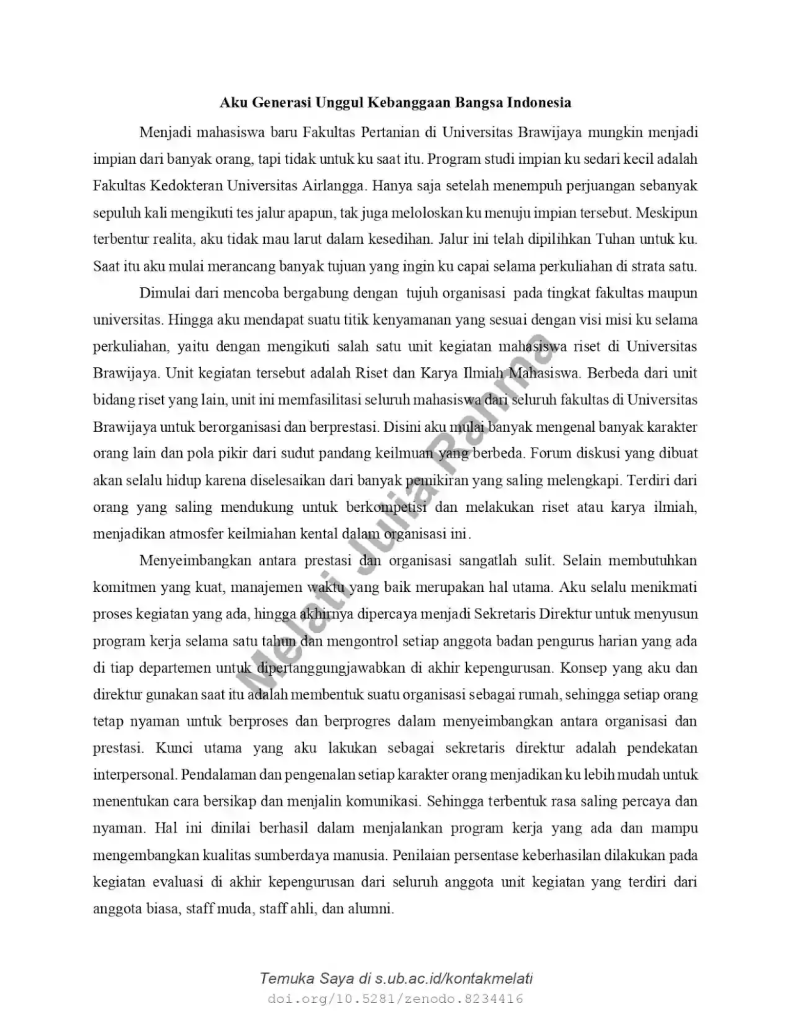 Contoh essay beasiswa unggulan | Research Gate Melati Julia Rahma